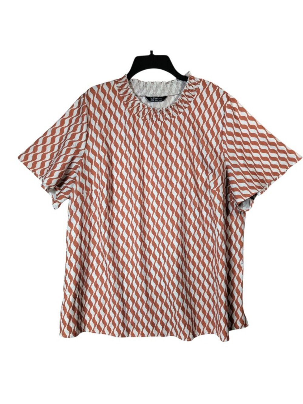 Bloomchic Smocked Crew Neck Short Sleeve Top Women's 18-20